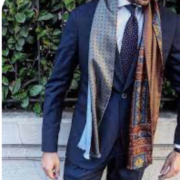 Gorgeous  Oblong Long Scarf 100% Silk, made in Italy. Marigold Orange - Picture 10 of 11